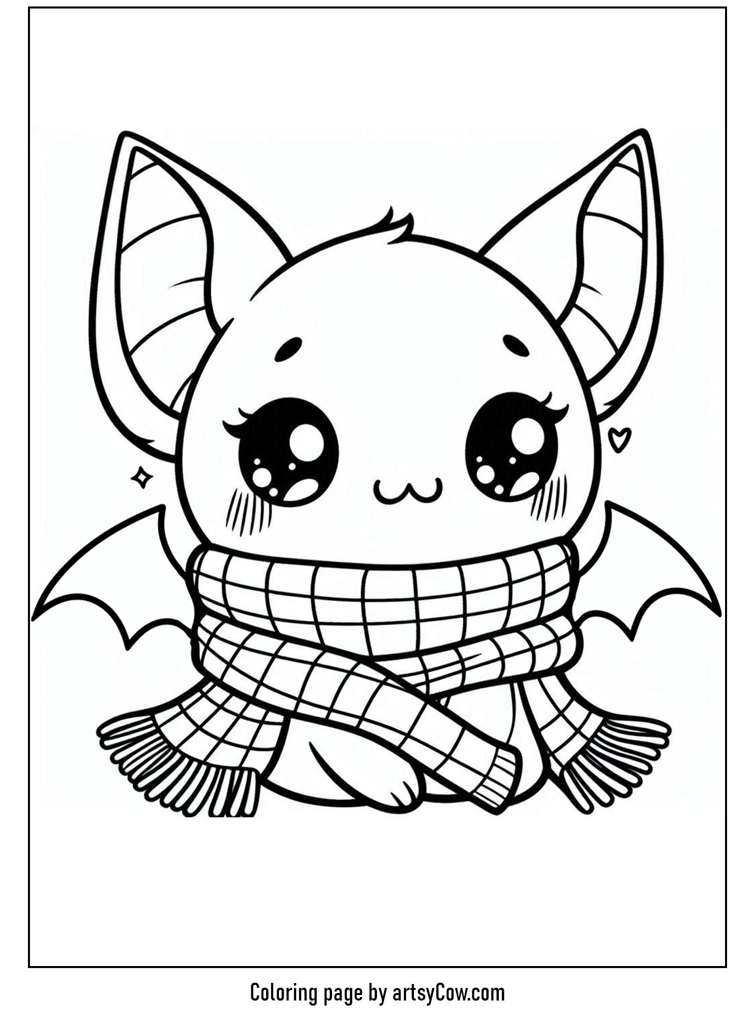 halloween coloring pages with bats-bat with a scarf
